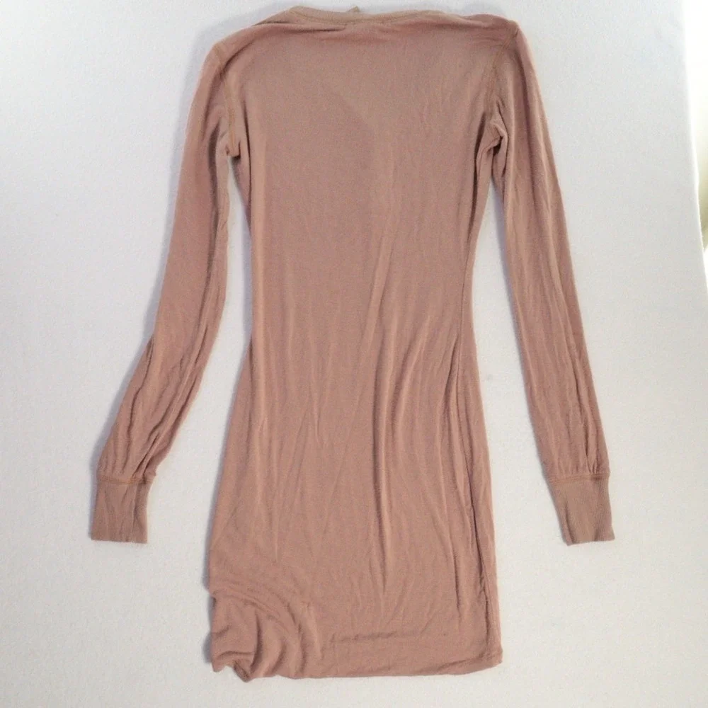 Skims Henley Sleep Long Sleeve Mini Dress Night Gown Bodycon Sz XS 2 Set